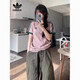 阿迪达斯 （adidas）三叶草夏季新款纯棉短袖女士刺绣休闲宽松运动百搭圆领T恤 9893短袖 粉紫 XS