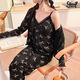 Lexi Beilu Spring V-Ausschnitt Pyjamas Frauen-Drei-teiliger Set mit Brustpaddleboard süßer Hauskleidung JHX-13803p#Gray 175 L