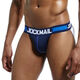Men's personalized double underwear men's sexy sexy buttocks exposed thong sports running training fitness t-pants Sapphire blue XXL150-180Jin Jin equals 0.5 kg