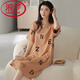 Langsha camisón para mujer verano algodón puro vestido de manga corta de longitud media pijamas casuales de dibujos animados para mujer ropa de hogar nueva temporada de primavera 1509 M 80-100