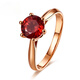 COASZE red gemstone ring for women 18K gold garnet color treasure classic six-claw rose gold gemstone for girlfriend, red 18K gold, about 1 carat garnet