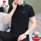 皮尔卡丹（pierre cardin）夏季新款翻领男士短袖t恤百搭休闲polo衫潮流半袖带领体恤男上衣 黑色 QY733 M 【建议100-120斤】