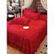 Scarecrow French lace light luxury milk velvet four-piece bed skirt style winter coral velvet big red lace quilt cover bed cover Xiangshe Liying-China Red Baby Velvet Lace Padded 2m bed skirt style four-piece set-quilt cover 200*230cm