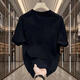
T1048 high-quality 230g pure cotton short-sleeved heavyweight T-shirt simple and versatile trend ins versatile high-end trend T1048 black M