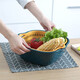 Double-layer drain basket vegetable blue vegetable basin home kitchen multi-functional large-capacity plastic fruit and vegetable bowl and chopsticks storage basin large + medium + small 6-piece set