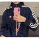 阿迪达斯 （adidas）三叶草男女2025夏款经典条纹立领藏青复古夹克外套 藏青IR9893 （ ） XS