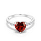 GEM STONE KING925 sterling silver set with 1.94 carat garnet and zircon ring heart-shaped fashionable and personalized women's ring trendy US No. 5
