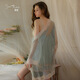 
Gui Ruo (Gui Ruo) Sweet lace with chest pad Deep V Tempting Puffy mesh suspender nightgown outer skirt P3886 green (outer robe + belt, single size