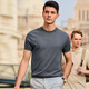Mr. Stoff T-Shirt Modekontrast Farbe Rundes Hals gestrickt T-Shirt Sommer atmungsaktiv