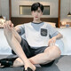 2025 new pajamas men's summer cotton thin short-sleeved shorts suit for teenagers casual home clothes can be worn outside HDE9922 L