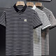 Polo de la solapa de algodón puro bajo Jiumuwang Jiumuwang, marca de moda masculina, lidera la camiseta de manga corta de verano top de rayas simple. White Q753 M. Recomendado 100-120 Jin [Jin es igual a 0,5 kg]