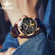 OUPINKE NOUVELLE MONTRE MENS MECANICAL MECANICAL WARTY ENTIÈREMENT AUTALATIQUE MULTIFONNELLE LUMINEMENT ARRÉPRÉPORT BUSINESS WORT Gift pour mari [Version améliorée] Produit 3291 Brown Leather Rose White Men