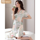 
Victoria's style new nightgown for women's summer ice silk short-sleeved mid-skirt pajamas thin summer women's imitation silk summer dress [8 with chest pad] Champagne powder M9934 M 160