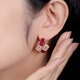 Tingliang ruby earrings 18K gold diamond inlaid with snake design natural ruby earrings 5.6 carats luxury style in stock
