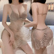 Manyan sexy Unterwäsche sexy Rückenless Pyjamas Perspektive Hosentender Nachthemd Home Anzug 9194 Grau [Stretchrock + T-Pants] Einzelgröße