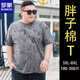 ROMON large size round neck short-sleeved T-shirt for men in summer fat man loose cotton plus fat plus larger printed half-sleeved T-shirt trend 9922 white 7XL 205260-280Jin[Jin equals 0.5 kg]