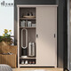 Wanzhu Balcony storage cabinet rainproof sun protection sliding door with high foot locker storage cabinet bay window cabinet steel wardrobe brown height 2000* width 1050* depth 600