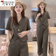 Woodpecker Ramie Set Women's Summer 2025 New Fashionable y reducción de la edad reductora de la edad Camisa de la línea de adelgazamiento Pantalones de piernas anchas dos paquetes Color caliente S [sugerido 95Jin [Jin iguala 0.5 kg]]]