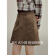 Inman Suede Retro Skirt 2025 Autumn Women's New High Waist Slim A-Line Skirt Dark Coffee M