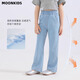 Moonkids Girls 'Tiansi Soft Denim Bell-Bottom Pants 2025 Летние новые детские брюки для микрофласных штанов Лето тонкая маленькая девочка Модная двухпарея [13117 Blue +13115 Blue] 120 см