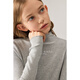 ELLE KIDS Autumn Girls' New Half-High Collar Close-Coat Wooden Ears Versatile Ecological Basic Long-Sleeved Inner Bottoming Shirt