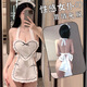 Laitlvck lencería sexy sexy hanfu maid pijama suspender falda corta seductora jugador de camiseta de uniforme 679 púrpura [sin calcetines] por talla