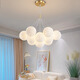 Nordic Simple Wohnzimmer Internet Prominente Beleuchtung cremiger Schlafzimmer Restaurant Planet Kronleuchter Zhongshan Home Dekoration Mondlampe 9734-Golden 7-köpfige dreifarbige Lichtweißkugel