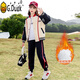 G.duckkids traje para niños chicas traje de otoño 2025 primavera y otoño nueva niña de moda uniforme de béisbol deportivo sudadera de dos piezas BQ1396 negro 110 cm
