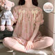 Bei Yifu-Pyjamas mit Brustpolster für Frauen für Sommershorts, Cloud Cotton Internet Promi dünne süße süße Cartoon-Heimkleidung Set ZZ9902-2#Little Red Flower XL
