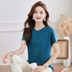 QLHX same style for women's summer pure cotton short-sleeved slim shirt in the mall. WL6623 black [print] official flagship store M