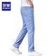 Jeans de seda de color azul claro de alta gama Romon Summer Tensión delgada Tensión delgada de los hombres nuevos Pantalones de verano Menores Mascúres Light Blue 9767 38