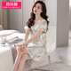 Fenshiman nightgown for women in summer ice silk short-sleeved long pajamas 2025 new summer imitation silk pregnant mother dress 9928 M
