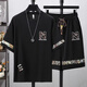 E. TOX Lingyue Herren-Bekleidungsgeschäft Set 2025 Sommer High-End Light Luxury Herren Ice Seide Kurzschlärm Set vielseitig und modisch zweiteilig Set Black (YYW6195) M (90-110jin [Jin gleich 0,5 kg]))