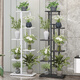 Wojia flower rack living room floor-standing multi-layer iron art rack indoor balcony green radish succulent plant flower pot rack white
