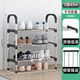 Wing Fantasy New Simple Shoe Cabinet Narrow Home Door Shoe Rack Multi-layer Folding Shoe Storage Artifact Dormitory Student Desk 4 Layers 43CM - Upgraded Thickened Folding Model No Installation Small Second Folding丨PP Clamp Board丨Strong and Stable