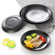 Vedina de metamina Placa negra Catering comercial Placa de plástico Barra de barra Placa de bocadillo Kimchi plato LJP1098 Media pieza 36 piezas