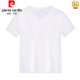 Pierre Cardin Camisa de base de cuello en V blanco Camiseta de algodón de algodón puro Camiseta de manga corta para mujeres Summer Pequeño collar de pollo Sume suelto suelto tapa de altura a media manga tostada en V kc693 White M