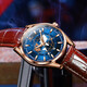 OLEVS watch men's quartz watch business fashion calendar waterproof luminous globe watch bar nail scale 9926 brown leather rose shell blue face men 39mm dial diameter: