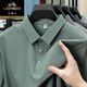 Classic car high-end ice silk short-sleeved T-shirt 2025 summer new fabric traceless business casual lapel shirt POLO shirt men 12358 haze blue 5XL