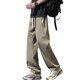 Seven Wolf summer ice silk pants for men's thin new style trendy loose straight pants for men's breathable casual quick-drying trousers for men K6636 Khaki 4XL about 170~190Jin [Jin equals 0.5 kg] can be worn