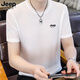 Jeep (Jeep) Camiseta de manga corta para hombres Seda de seda de hielo Summer 2025 Nueva camiseta de verano pesada de color hielo Top JP6172 Negro [Cuello redondo] M __sugestado 90-115Jin [Jin equivale a 0.5 kg]