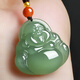 Red crisp hand Hetian jade pendant Buddha female model ice bottom clear water Buddha jade pendant necklace thick 25mm