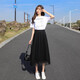 Mesh skirt for women, Spring and Autumn 2025 new summer drape high waist slim pleated long skirt covering hips 1369 American black* mesh fairy skirt XL (recommended [125Jin[Jin equals 0.5 kg]-140Jin[Jin equals 0.5 kg]])