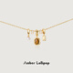Amber Lollipop Wang Yuwen's same style tiger eye stone necklace women's clavicle chain neck necklace anniversary birthday gift for girlfriend and wife brown