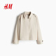 H/M Kurzjacke 2025 Sommer Neue Mode Frauen-Leinen-Blend Übergroße Jacke 1262912 Leicht Beige S 160/88