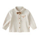 DAVE&BELLA pure cotton boys' shirts, college style children's long-sleeved shirts, spring clothes, new children's tops, boys' baby clothes, light khaki, in stock, 80 cm (recommended height 73-80cm)