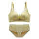 Modal's new comfortable four-breasted underwear, women's lace adjustable push-up bra, no steel ring push-up bra set, yellow 70A 32B cup