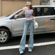 Light Color American Low Wisting Micro-Flare Jeans para mujeres en primavera y verano 2025 Nuevos pantalones de herradura sueltos y largos Pantalones azules Size S Tamaño de 89-98 Jin [Jin equivale a 0.5 kg]