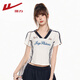 T-shirt à manches courtes contrastées de Guerrier en V 2025 Été Sexy Hot Girl Slim ins tendance polyvalente Top occasionnel