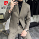 Pierre Cardin autumn thin small suit men's jacket slim and high-end casual Korean style handsome little suit suit dark gray XL